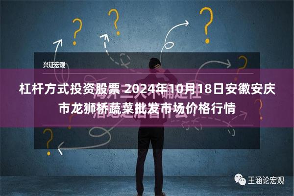 杠杆方式投资股票 2024年10月18日安徽安庆市龙狮桥蔬菜批发市场价格行情